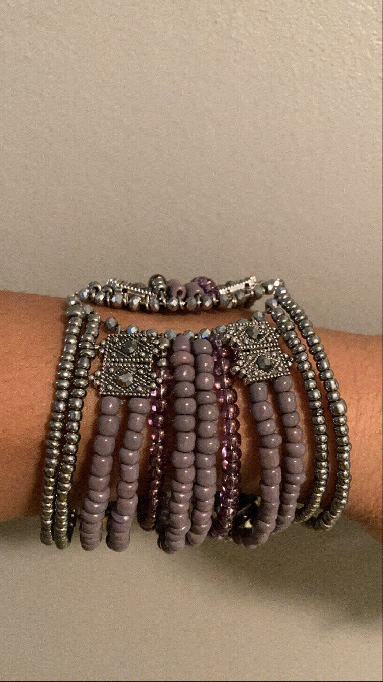 Lavender And Amethyst Cuff Bracelet