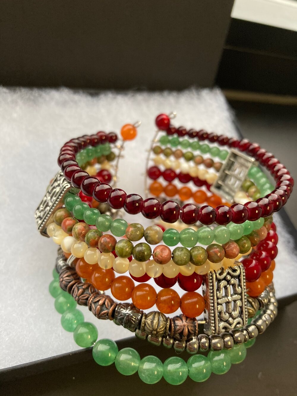 Earth Toned Beaded Cuff Bracelet