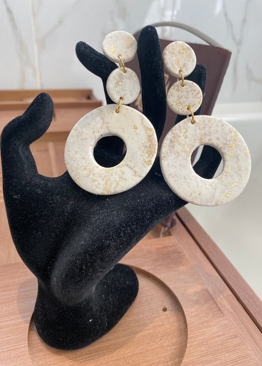 Antique Gold/White Drop Earrings