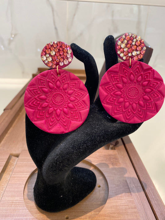 Mandala rhinestone drop earrings