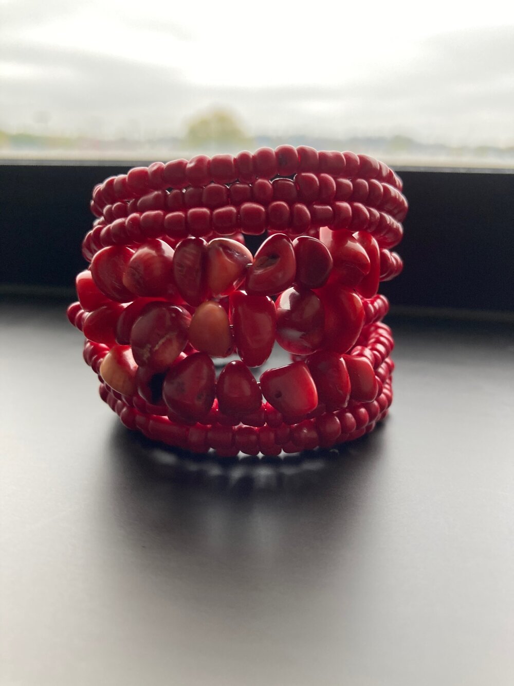 Red Coral Cuff Bracelet