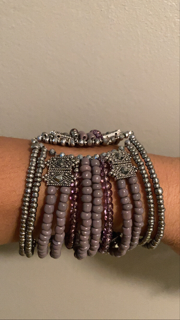 Lavender And Amethyst Cuff Bracelet