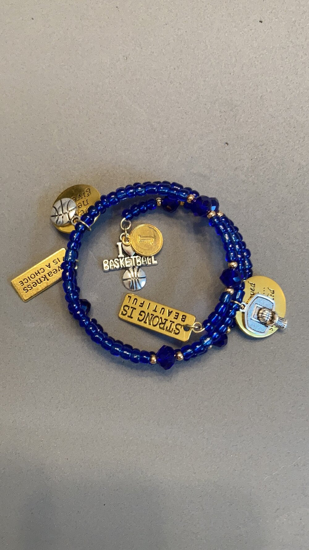 Blue/Gold/Silver Inspirational Charm Bracelet