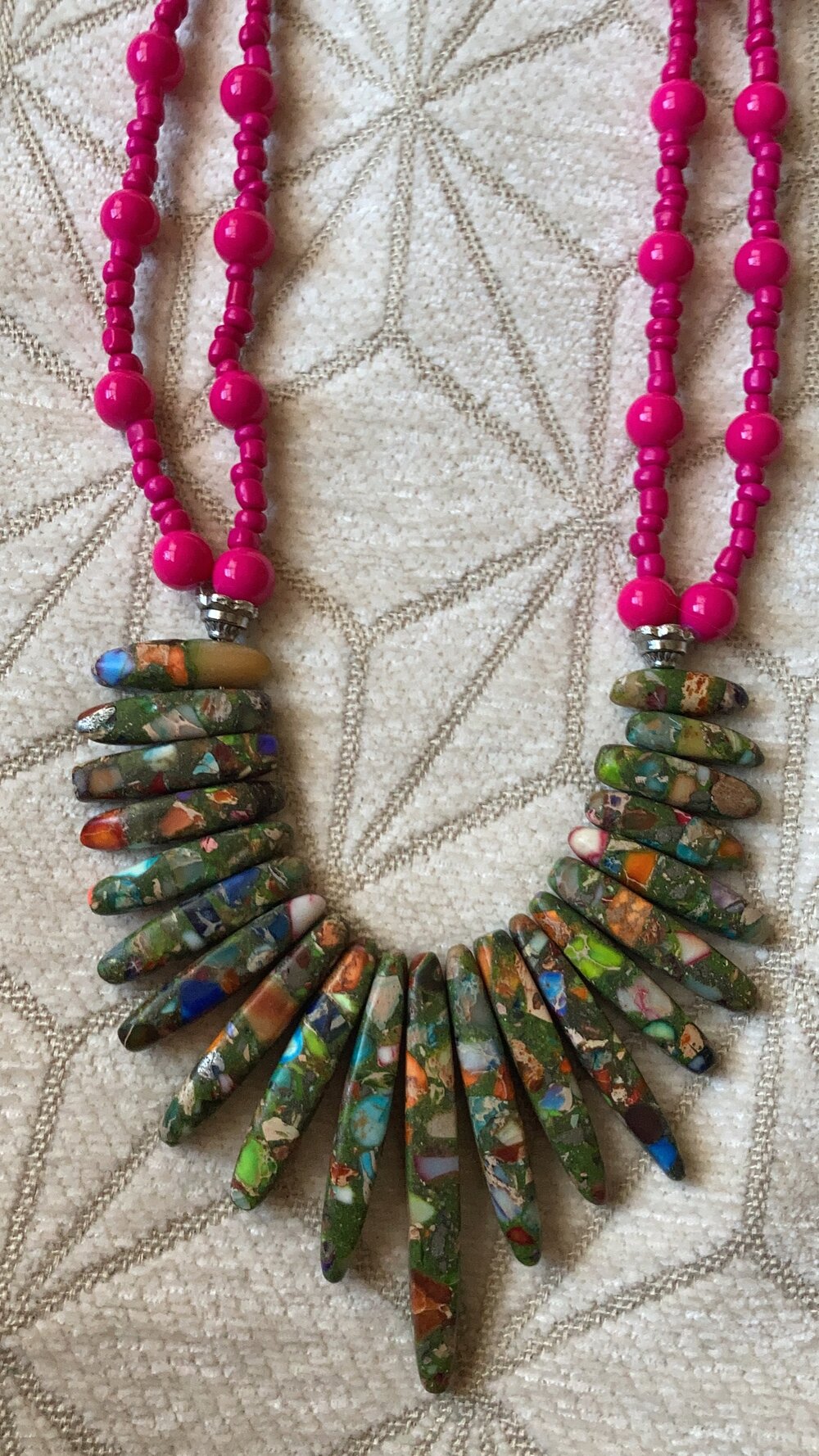 Pink and Multicolor Bib Statement Necklace