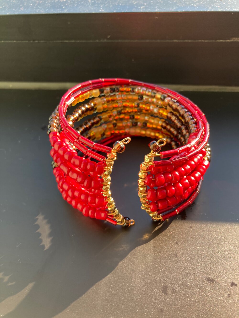 Ruby Czech Cuff Bracelet