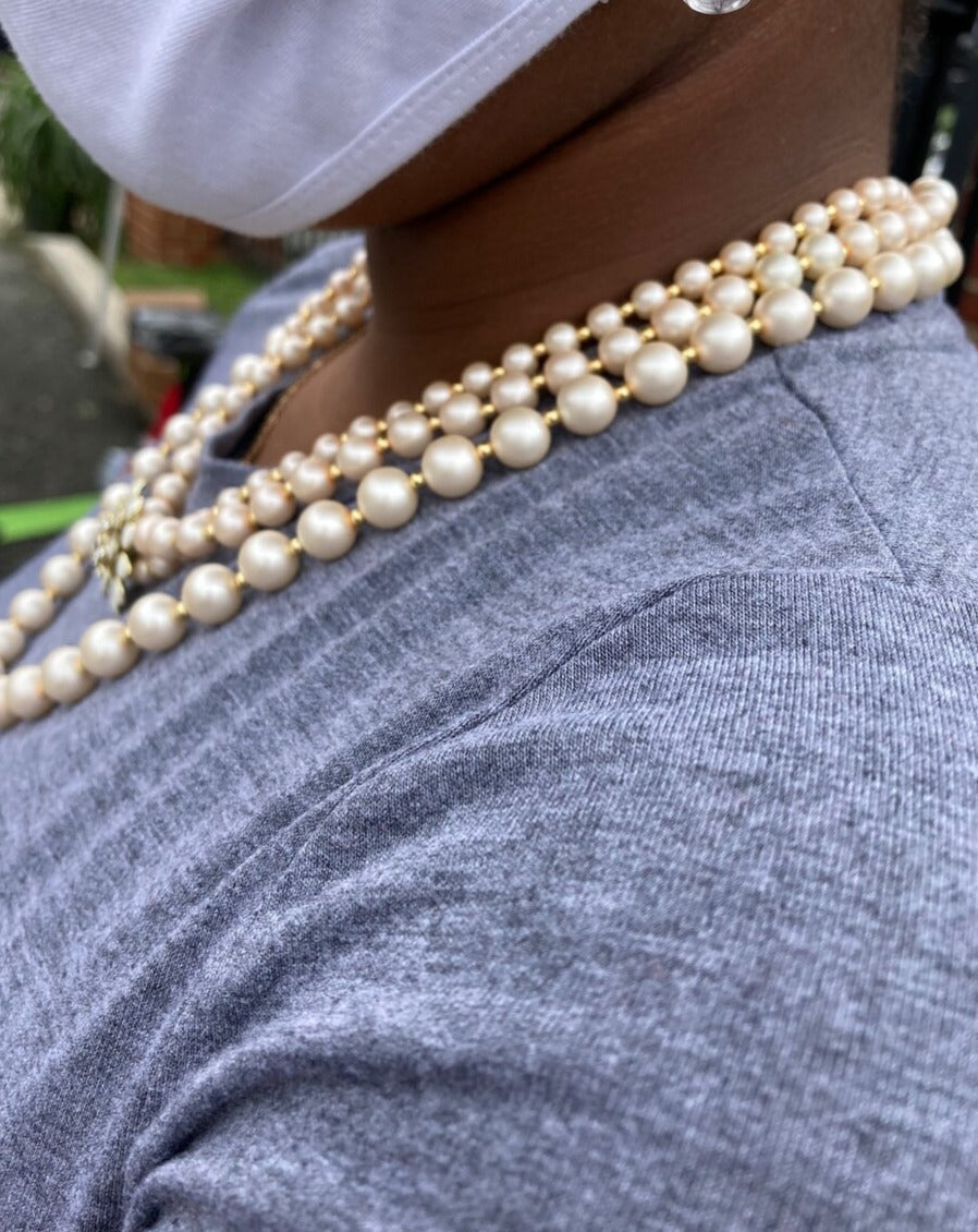 Classic Triple Tiered Pearl Necklace