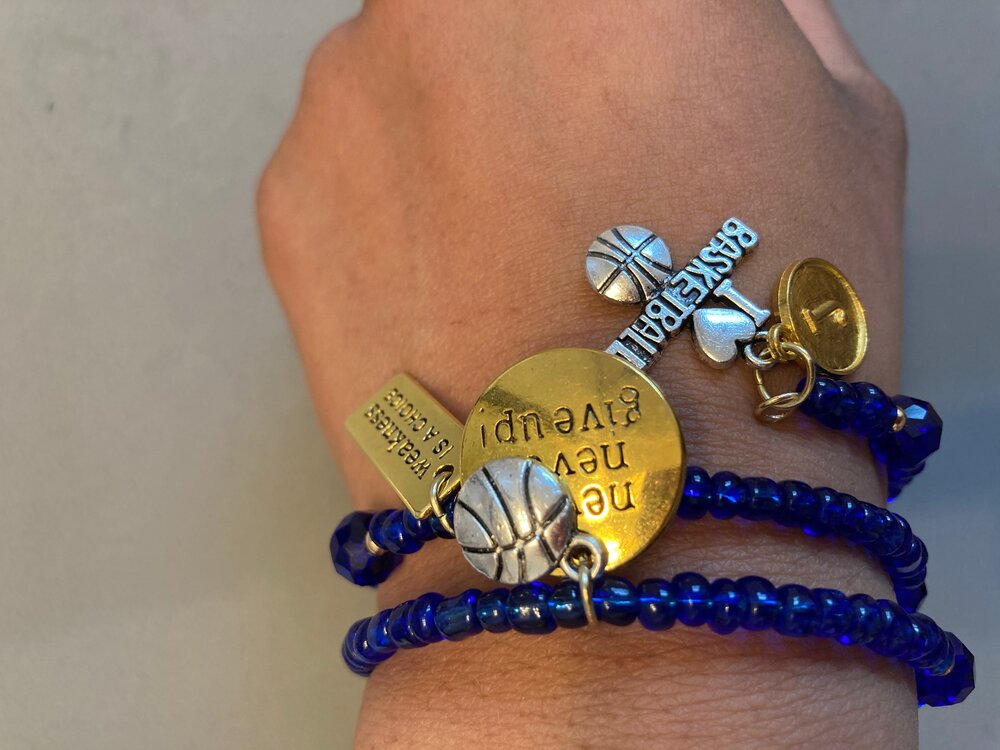 Blue/Gold/Silver Inspirational Charm Bracelet