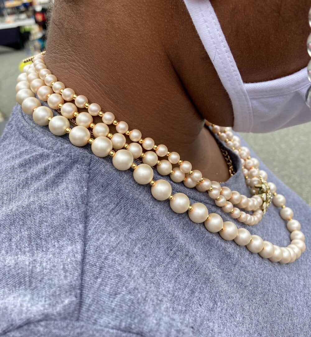 Classic Triple Tiered Pearl Necklace