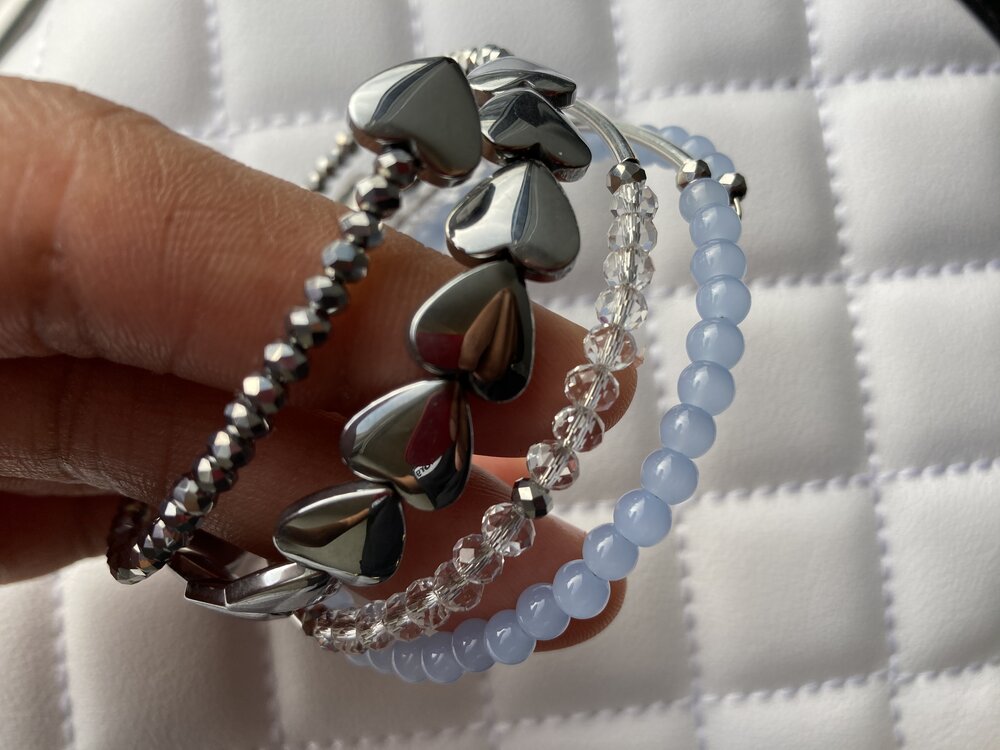 Light Blue Memory Bracelet & Stretch Ring Combo