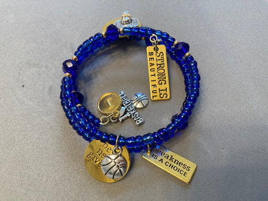 Blue/Gold/Silver Inspirational Charm Bracelet