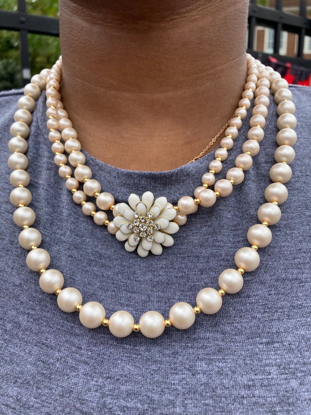 Classic Triple Tiered Pearl Necklace