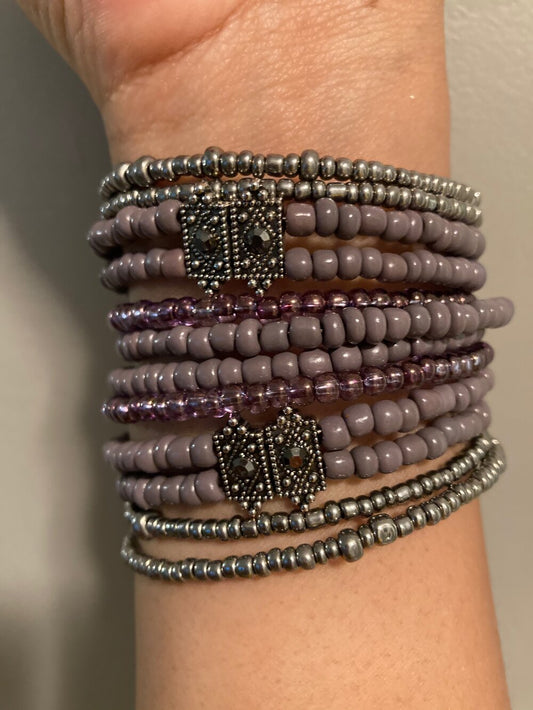 Lavender And Amethyst Cuff Bracelet