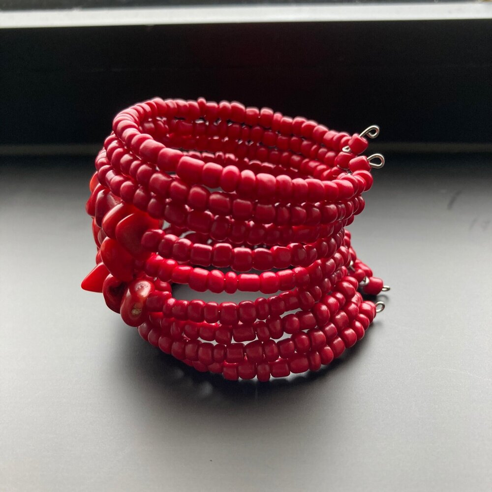 Red Coral Cuff Bracelet