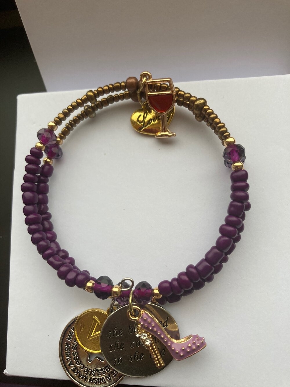 Purple Inspirational/ Charm Memory Bracelet