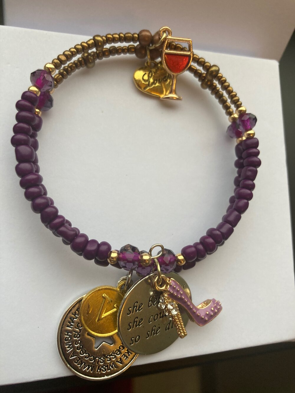 Purple Inspirational/ Charm Memory Bracelet