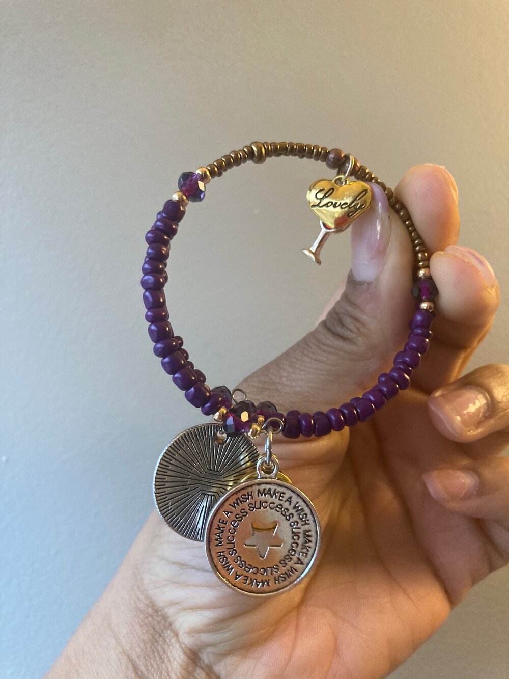 Purple Inspirational/ Charm Memory Bracelet