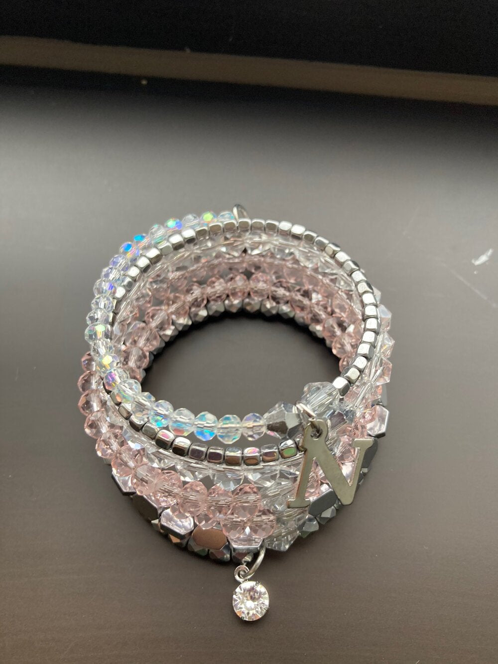 Pink and Swarovski Crystal Memory Bracelet