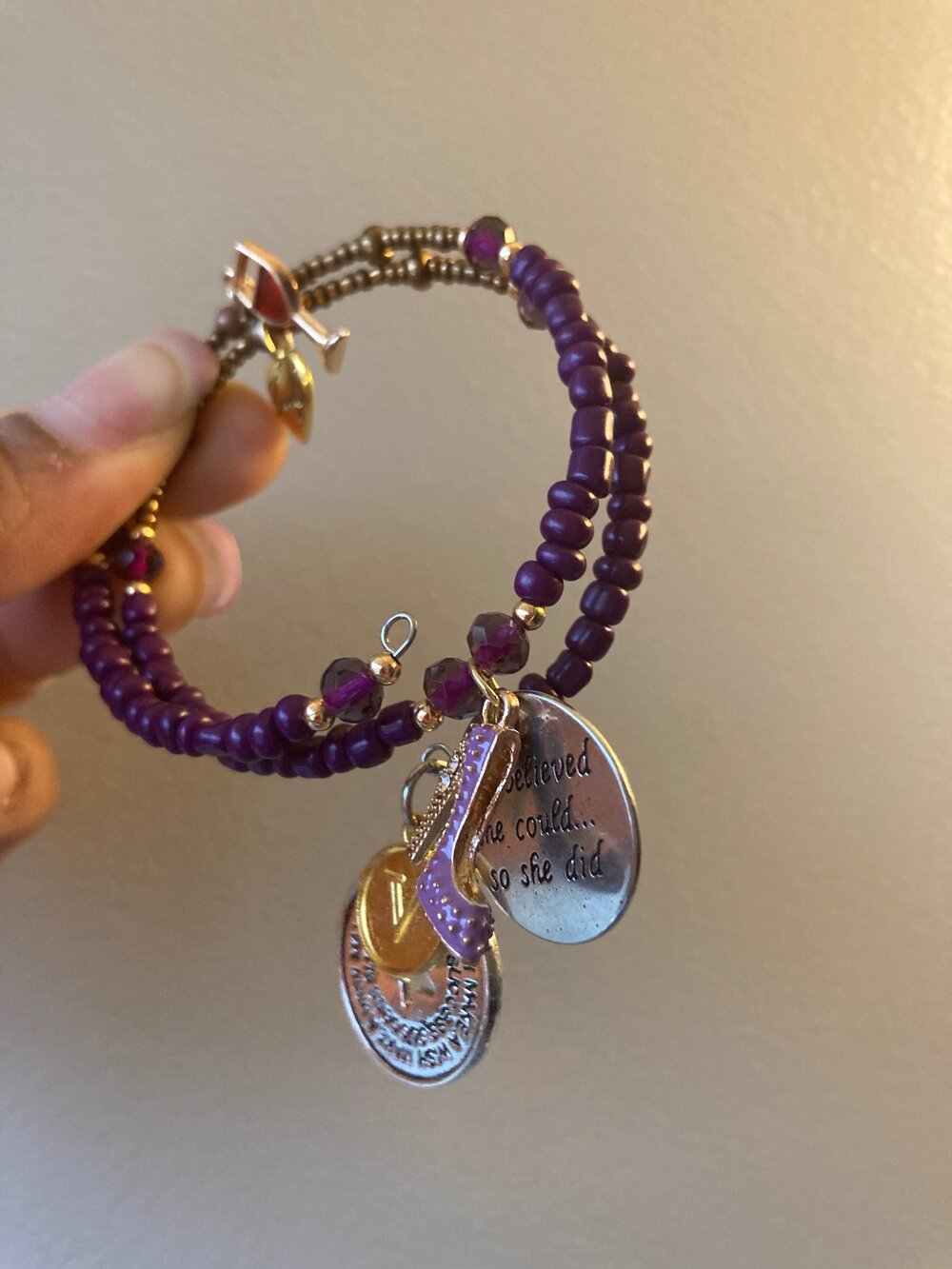 Purple Inspirational/ Charm Memory Bracelet