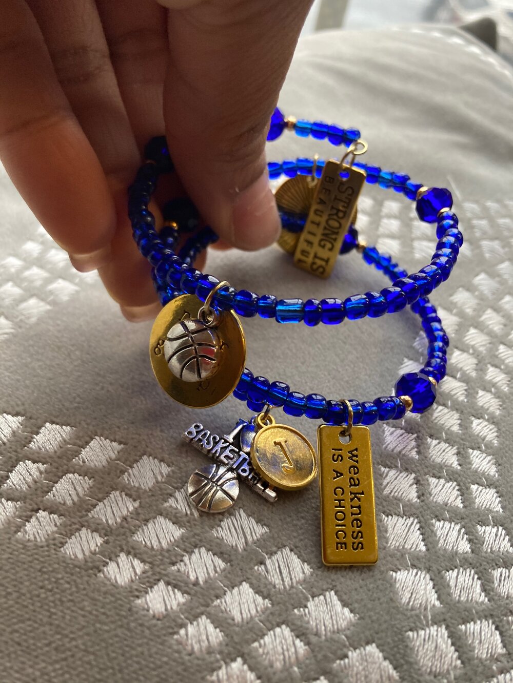 Blue/Gold/Silver Inspirational Charm Bracelet