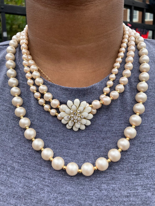 Classic Triple Tiered Pearl Necklace