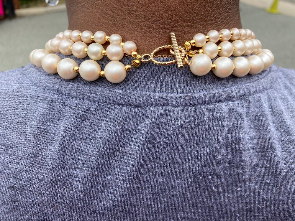 Classic Triple Tiered Pearl Necklace