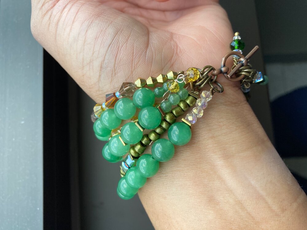 Green Aquamarine Toggle Bracelet