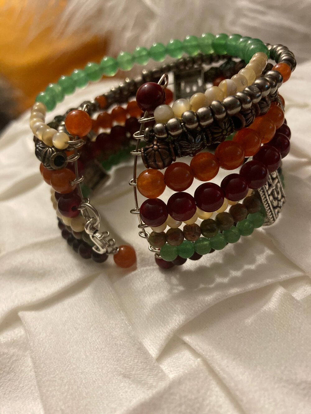 Earth Toned Beaded Cuff Bracelet