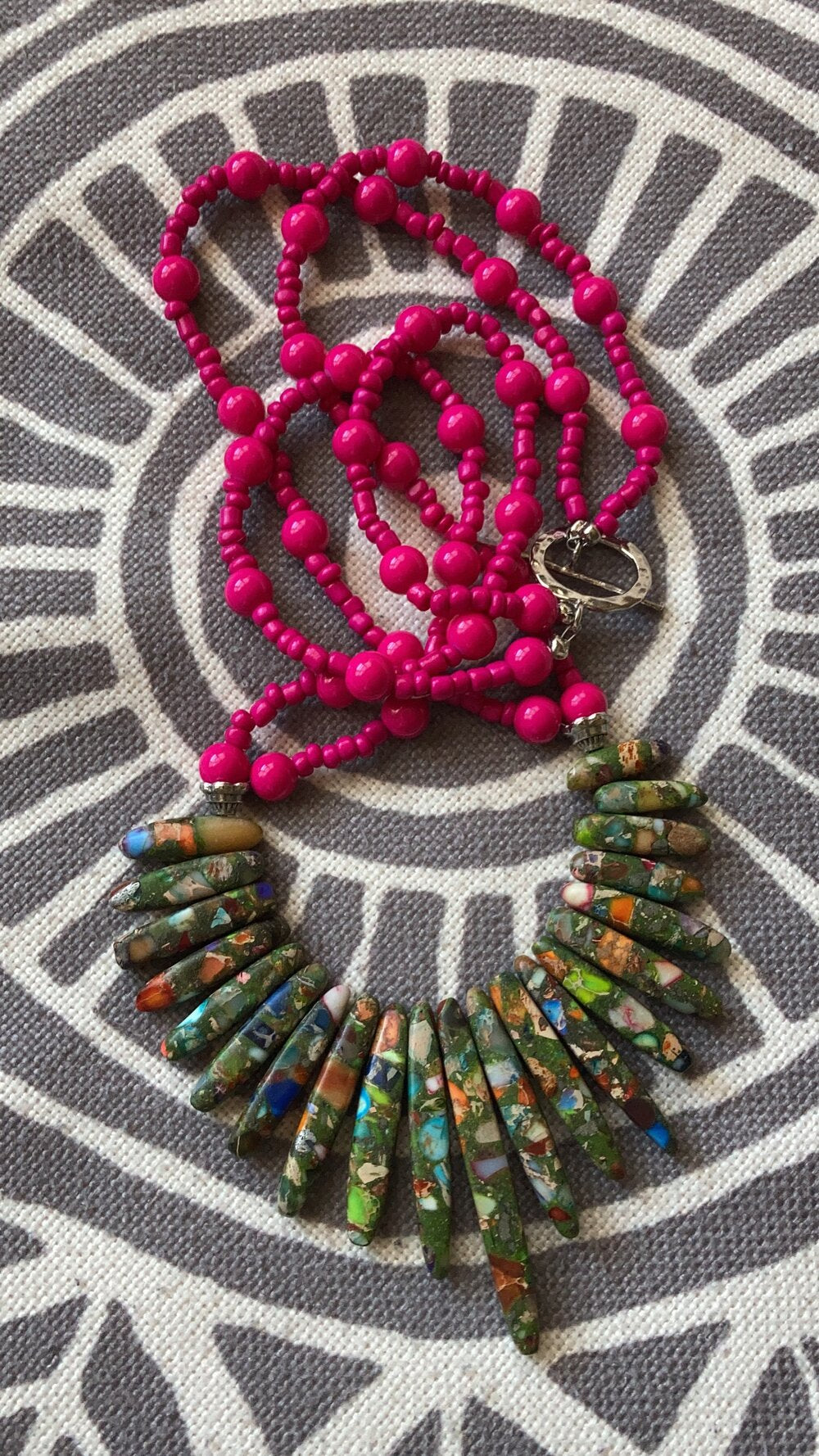 Pink and Multicolor Bib Statement Necklace