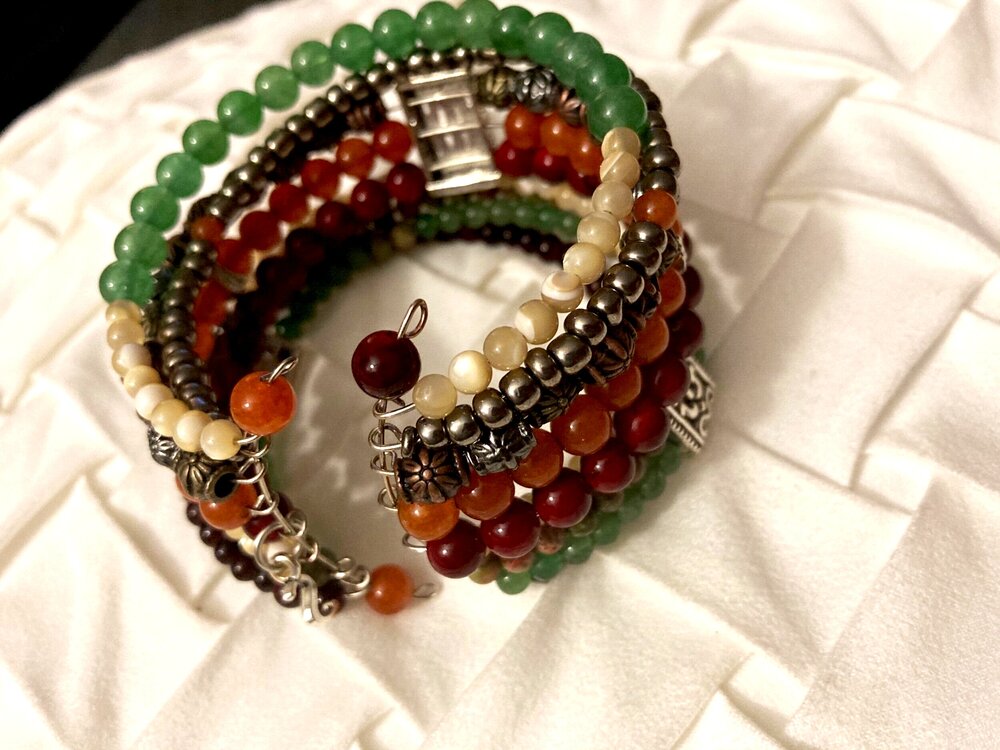 Earth Toned Beaded Cuff Bracelet