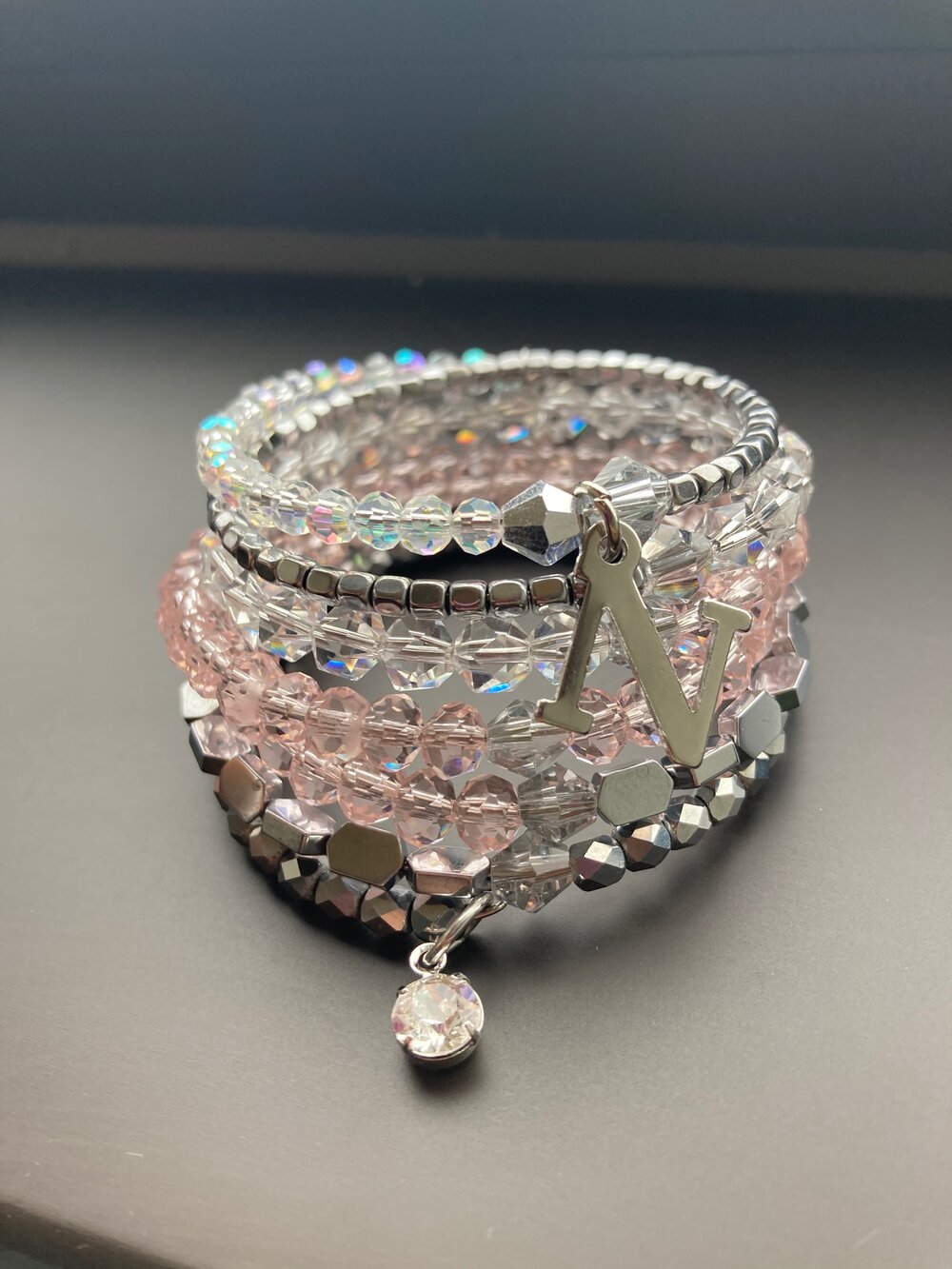 Pink and Swarovski Crystal Memory Bracelet